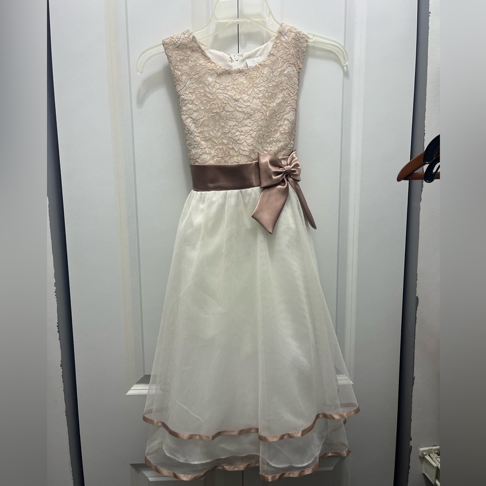 Big girls champagne and cream dress